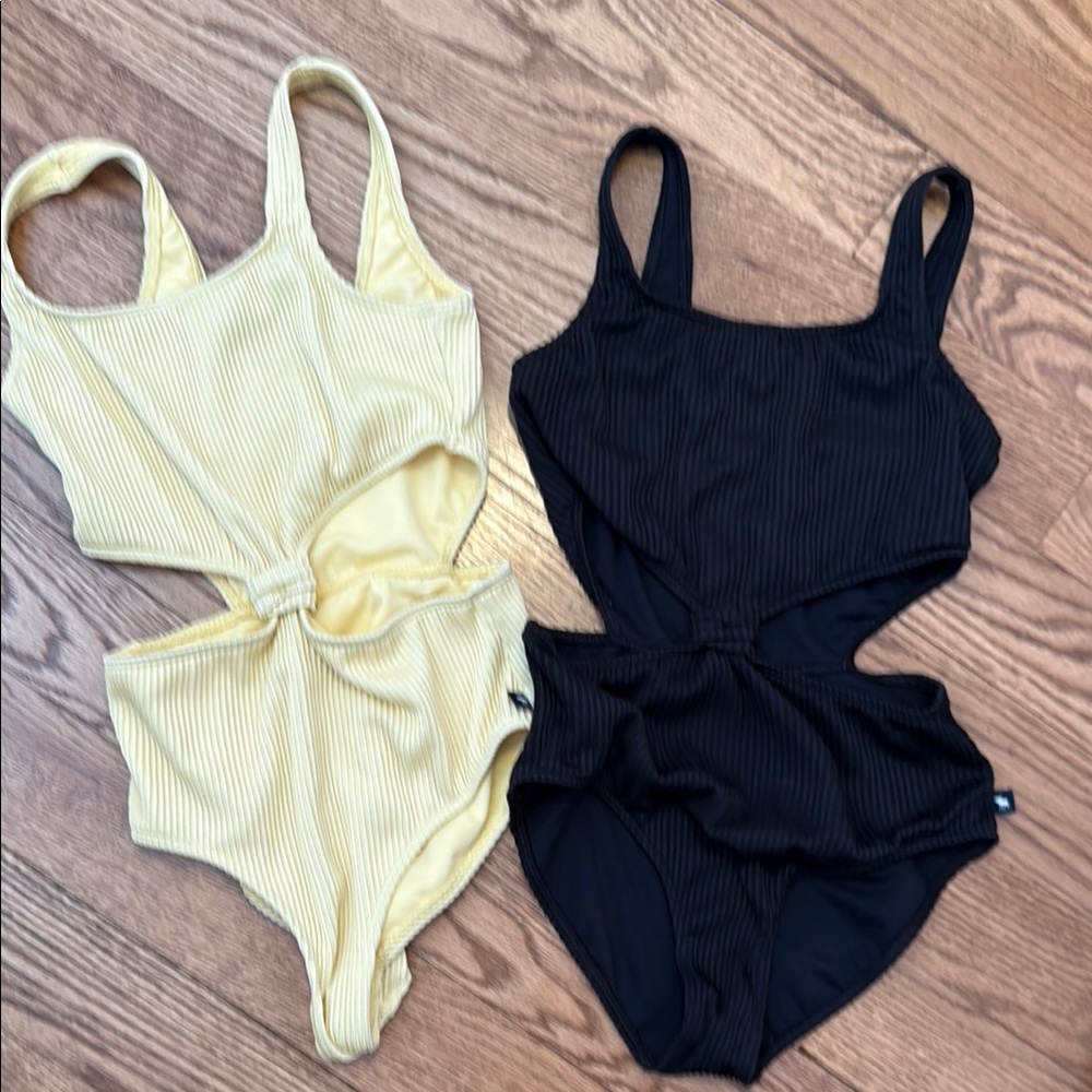 Girls Abercrombie One Piece Swimsuit bundle- Black and Yellow